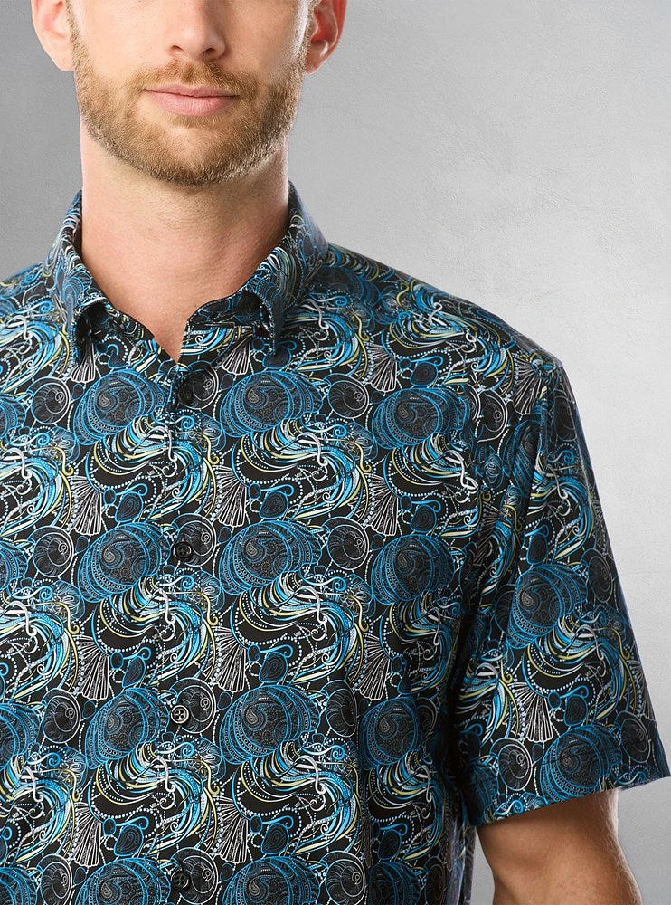 Chemise décontractée en stretch à manches courtes pour hommes