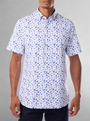Chemise décontractée en stretch à manches courtes pour hommes