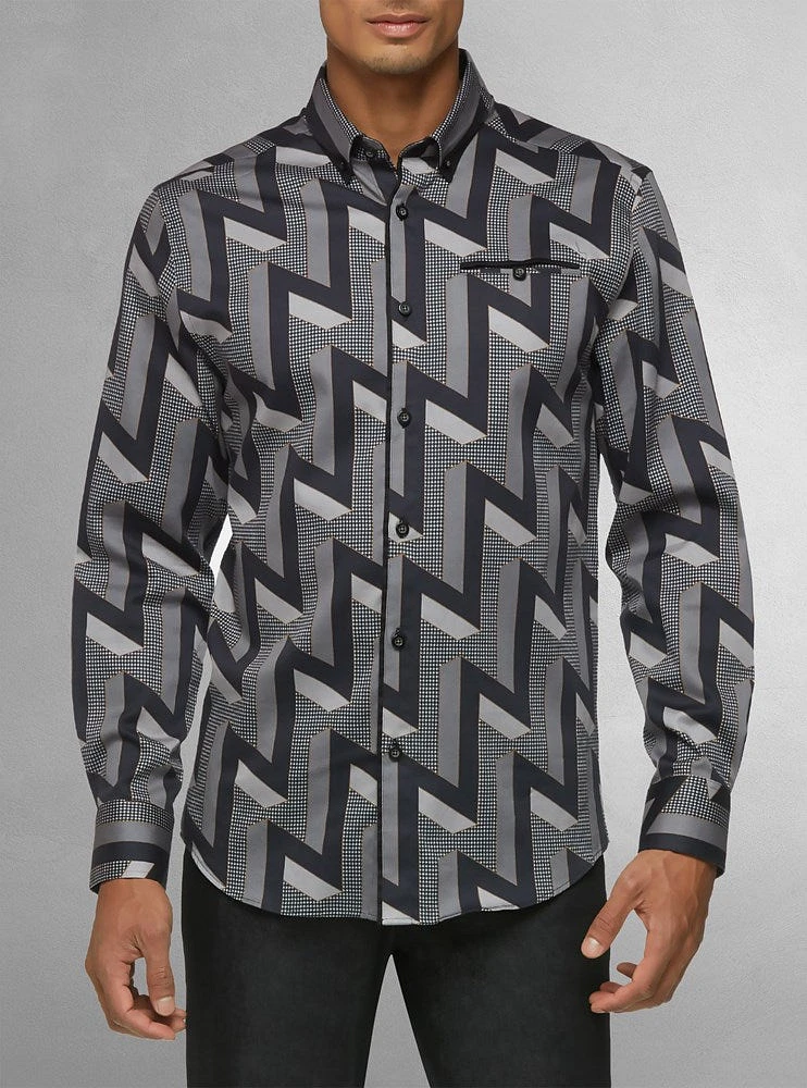 Chemise décontractée à manches longues en stretch pour hommes