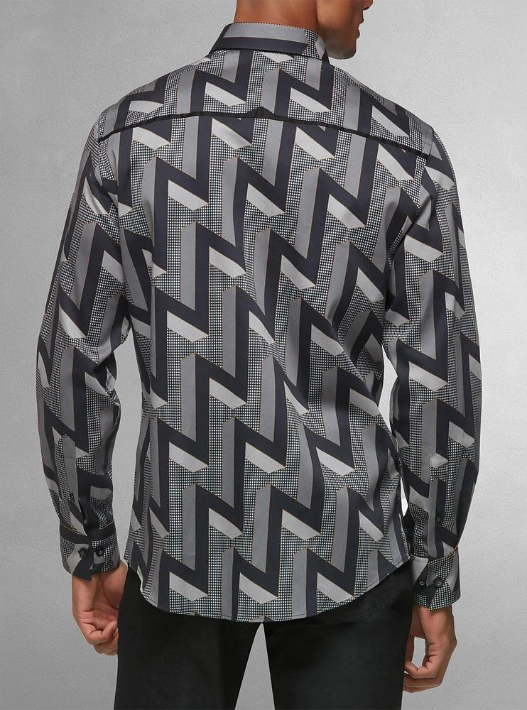Chemise décontractée à manches longues en stretch pour hommes