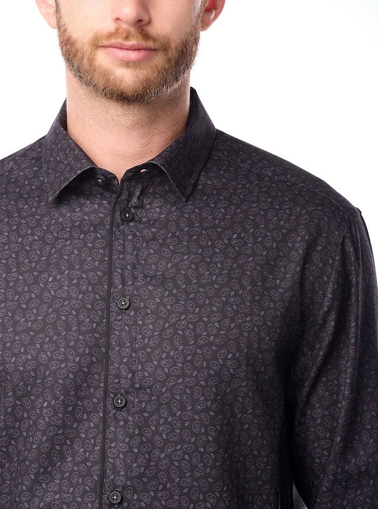 Chemise décontractée à manches longues en stretch pour hommes