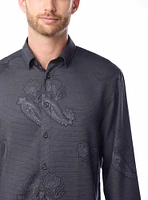 Chemise décontractée à manches longues en stretch pour hommes