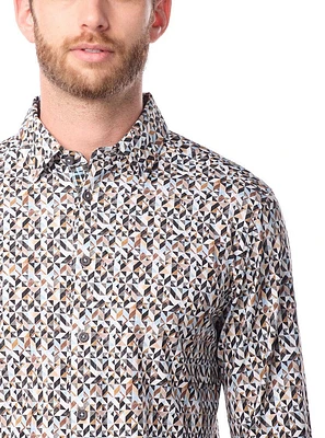 Chemise décontractée à manches longues en stretch pour hommes