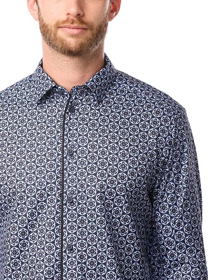 Chemise décontractée à manches longues en stretch pour hommes