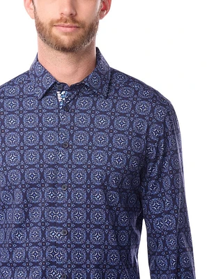 Chemise décontractée à manches longues en stretch pour hommes