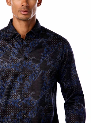 Chemise décontractée à manches longues en stretch pour hommes