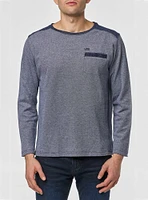 T-shirt manches longues à col ras du cou pour hommes
