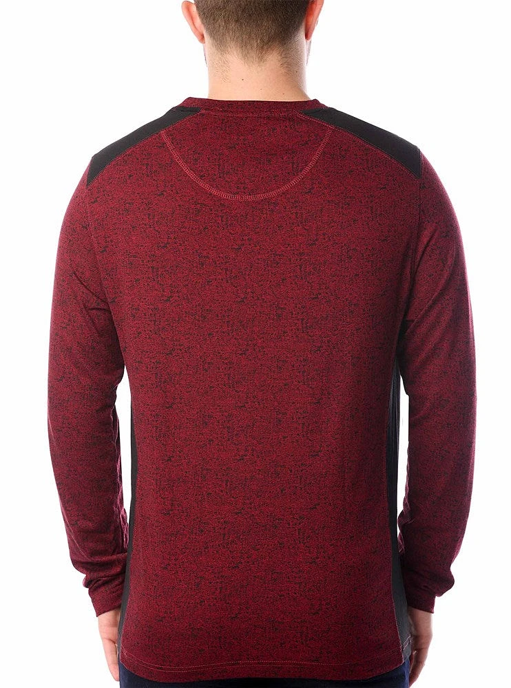 T-shirt à manches longues avec col en V pour hommes