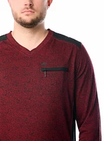 T-shirt à manches longues avec col en V pour hommes