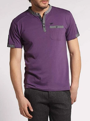 T-shirt à manches courtes henley pour hommes