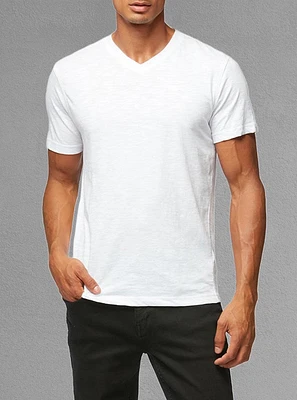 T-shirt basique à col en V et manches courtes pour hommes