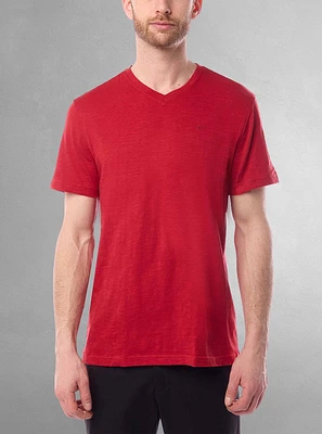 T-shirt basique à col en V et manches courtes pour hommes