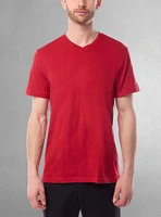 T-shirt basique à col en V et manches courtes pour hommes