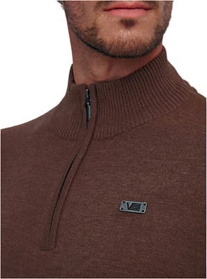 Pull basique à col roulé et demi-fermeture éclair pour hommes