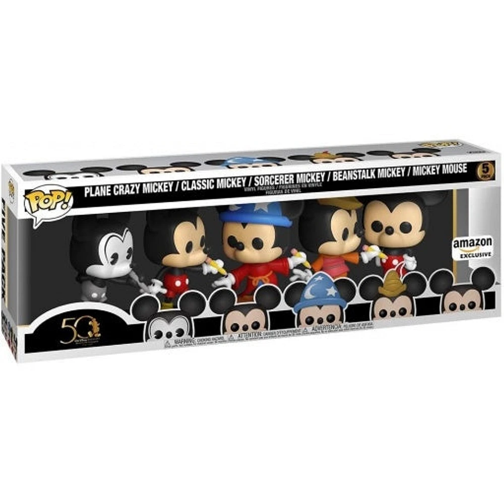 Funko Pop! Disney 50TH - PLANE CRAZY MICKEY / CLASSIC SORCERER BEANSTALK MOUSE 5PK [AMAZON EXCLUSIVE]