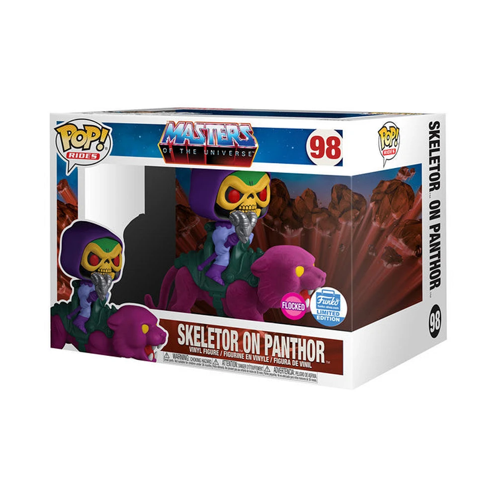 FUNKO POP! MOTU SKELETOR on PANTHOR FLOCKED #98 [FUNKO SHOP EXCLUSIVE]