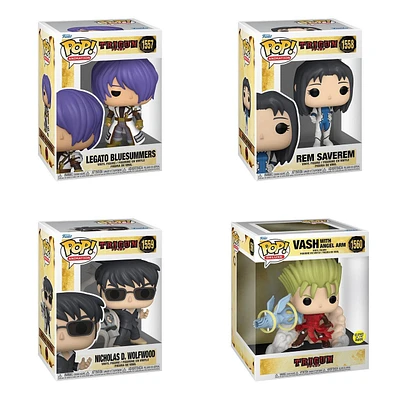 Funko Pop! Anime: Trigun - Legato Bluesummers / Nicholas D. Wolfwood Rem Saverem 6" Vash with Angel Arm [GITD]