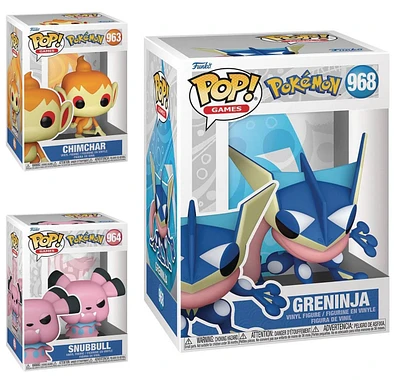 Funko Pop! Pokemon - Greninja #968 / Snubbull #964 Chimchar #963