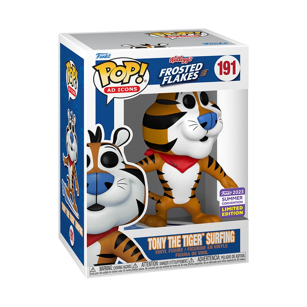 FUNKO POP! AD ICON FROSTED FLAKES TONY THE TIGER SURFING #191 [2023 SDCC SHARED EXCLUSIVE] *PREORDER*
