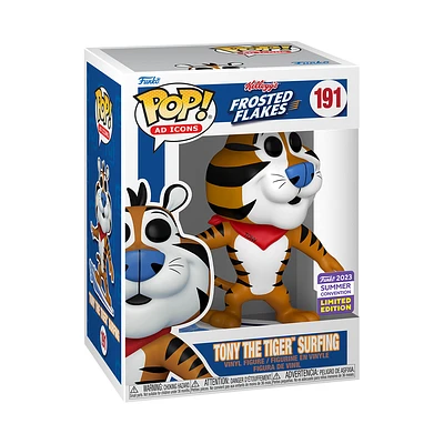 FUNKO POP! AD ICON FROSTED FLAKES TONY THE TIGER SURFING #191 [2023 SDCC SHARED EXCLUSIVE] *PREORDER*