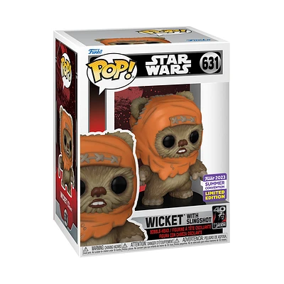 FUNKO POP! STAR WARS WICKET with SLINGSHOT #631 [2023 SDCC SHARED EXCLUSIVE]