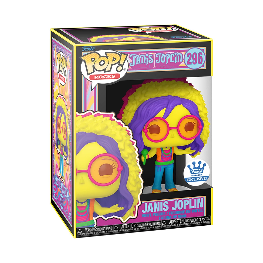 Funko Pop! Rocks Janis Joplin BLACK LIGHT #296 [FUNKO SHOP EXCLUSIVE] *PREORDER*