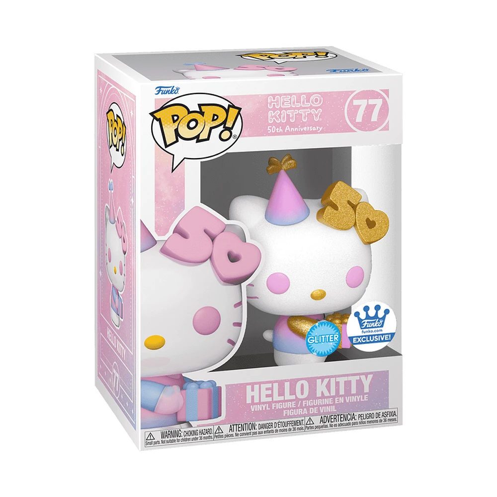 FUNKO POP! HELLO KITTY WITH PRESENT - 50TH ANNIVERSARY (GLITTER) #77 [FUNKO SHOP EXCLUSIVE] *PREORDER*