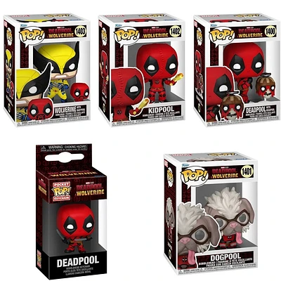 Funko Pop! Marvel: Deadpool & Wolverine - with Headpool #1400 / Dogpool #1401 Kidpool #1402 Babypool #1403 Pocket Keychain **PREORDER**
