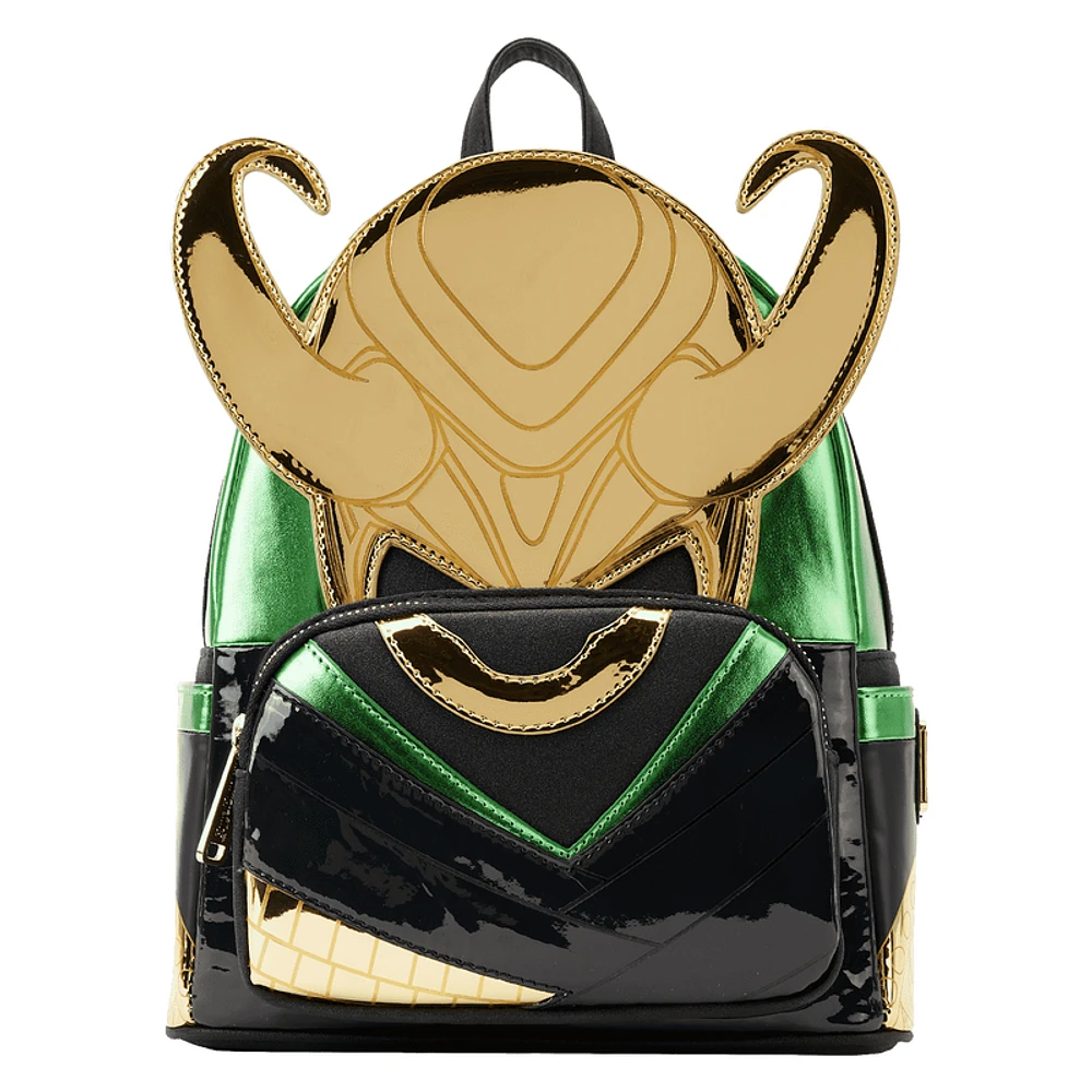 LOUNGEFLY Marvel Metallic Loki Cosplay Mini Backpack