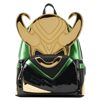 LOUNGEFLY Marvel Metallic Loki Cosplay Mini Backpack