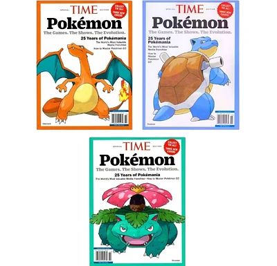 Time Magazine: Pokemon - Set Of Three (3) Magazines: Charizard / Blastoise / Venusaur