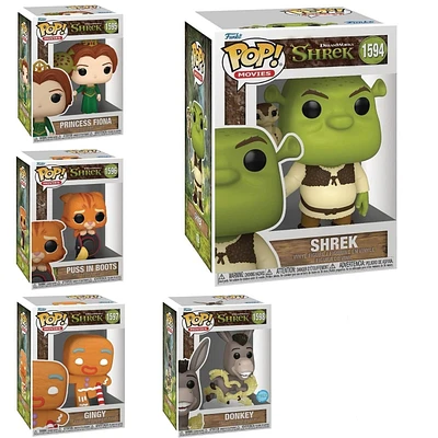 Funko Pop! Movies: Shrek - / Princess Fiona Puss Boots Gingy Donkey (Glitter) *PREORDER*