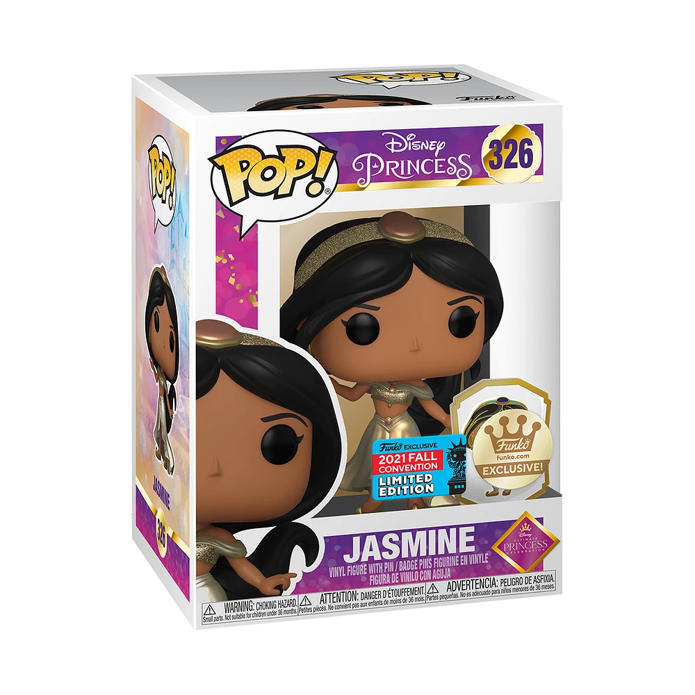 Funko Pop! 2021 NYCC Fall Convention ULTIMATE PRINCESS JASMINE GOLD DRESS WITH PIN