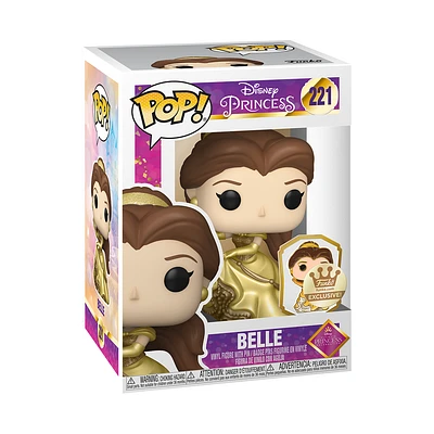 FUNKO POP! Disney Ultimate Princess BELLE GOLD with PIN #221 [FUNKO SHOP EXCLUSIVE]