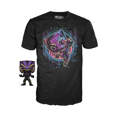 Funko Pop! and Tee: MARVEL BLACK LIGHT PANTHER *SPECIAL EDITION* M-XXL*