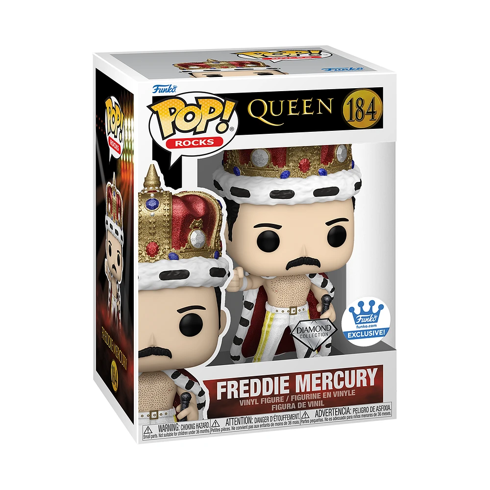 FUNKO POP! ROCKS QUEEN FREDDIE MERCURY AS KING with CROWN DIAMOND GLITTER [FUNKO SHOP EXCLUSIVE] #184