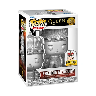 FUNKO POP! ROCKS QUEEN FREDDIE MERCURY AS KING with CROWN PLATINUM and PIN [HOT TOPIC EXCLUSIVE] #184 *PREORDER*