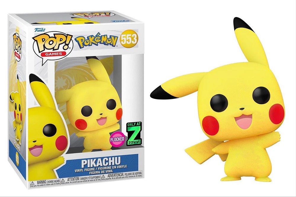Funko Pop! Games: Pokemon - Pikachu (Waving - Flocked) #553 [Zavvi Exclusive]