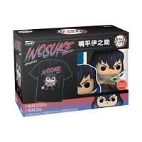 Funko Pop! and Tee: Demon Slayer Inosuke Hashibira Unmasked (Small - XXL) EB GAME EXCLUSIVE