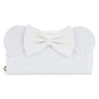 LOUNGEFLY DISNEY MINNIE MOUSE SEQUIN WEDDING WALLET / ZIP PURSE NWT WHITE