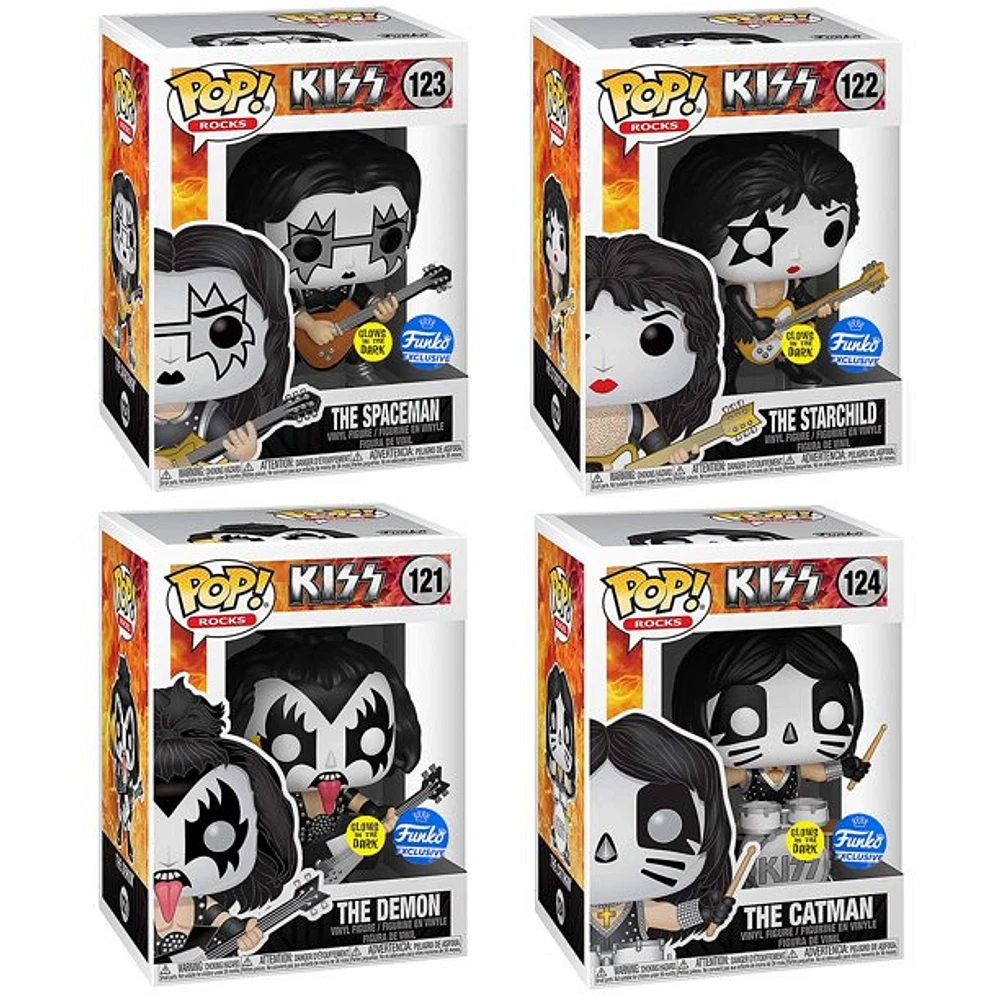 Funko Pop! Rocks Kiss Band Set GLOW IN THE DARK [FUNKO EXCLUSIVE]