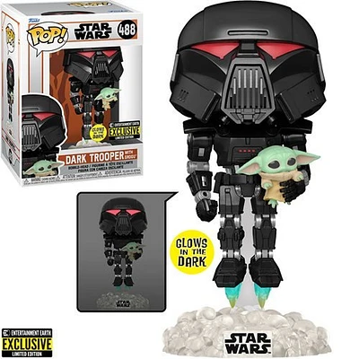 Star Wars The Mandalorian Dark Trooper with Grogu Glow in the dark *EE Exclusive*