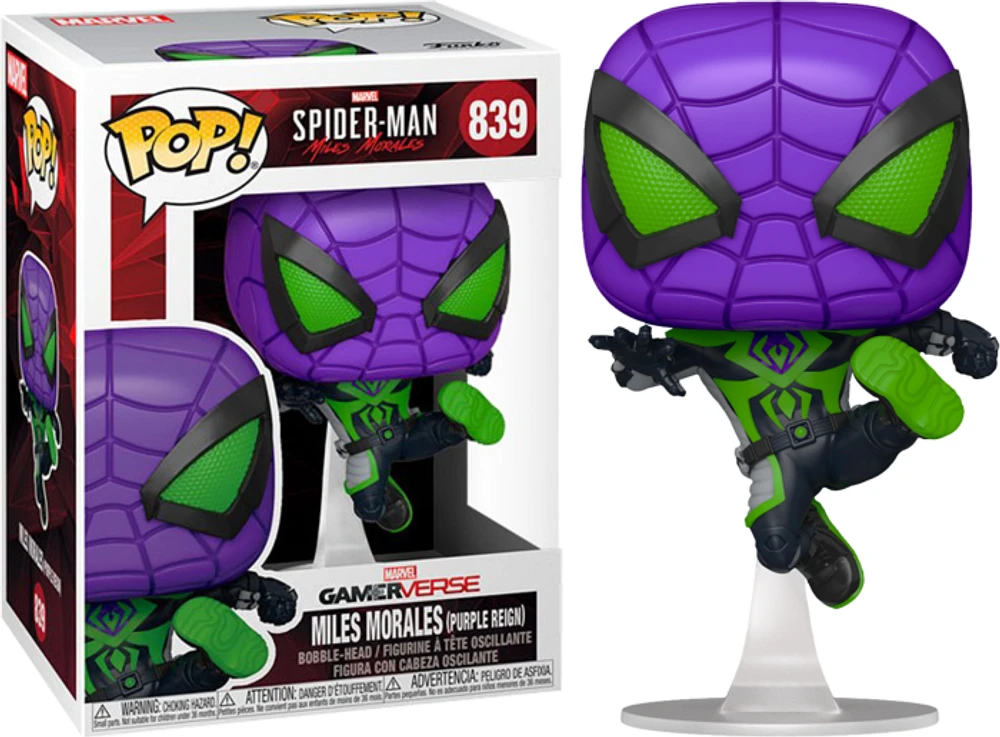 Funko Pop! Marvel Spider-Man Miles Morales Game Metallic Purple Reign #839