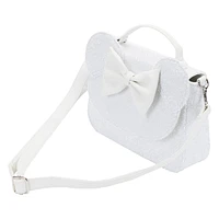 LOUNGEFLY DISNEY MINNIE MOUSE SEQUIN WEDDING CROSSBODY NWT WHITE
