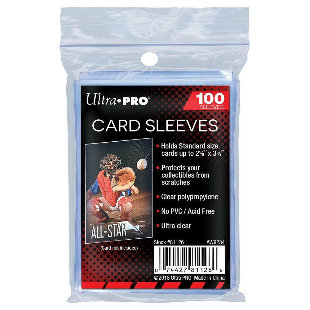 Ultra Pro 100 Pcs Soft Card Sleeves, 2 5/8 x 3 5/8-Inches