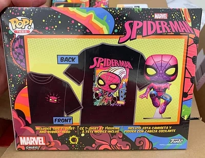 FUNKO POP & TEE - MARVEL SPIDER-MAN [BLACK LIGHT GLOW] **TARGET EXCLUSIVE**