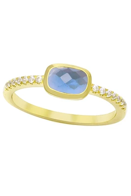 Elongated Cushion Gemstone Ring | Blue Topaz