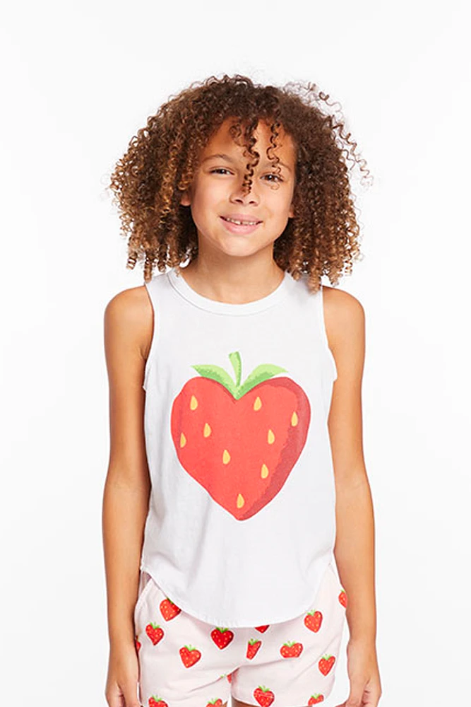 Strawberry Heart Tank | White