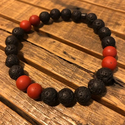 Clay Rock Bracelet / Poppy Jasper + Lava Rock