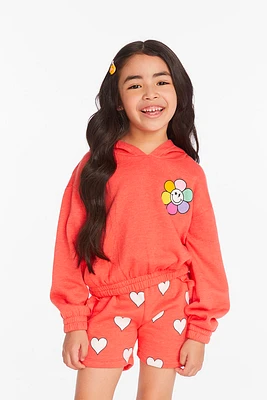 Smiley Flower & Hearts Hoodie | Flame